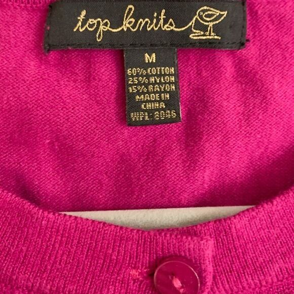 Top Knits Fuchsia Pink Front Button Down Cardigan - Picture 2 of 5